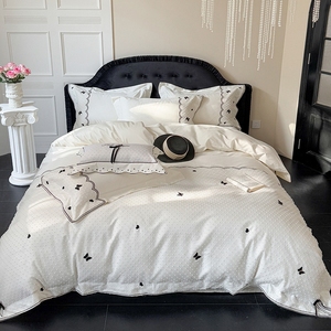 Juego de Cuatro Piezas de Algodón Puro de Fibra Larga, Tejido de Punto, Color Sólido, para Uso Hospitalario, Doméstico y Hotelero, 600 Hilos, Antiestático, Nuevo Estilo - Product Image 3