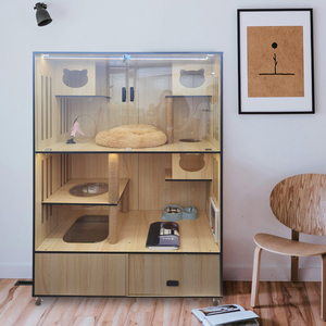 Casa in legno massello per gatti grande armadietto per gatti Villa di lusso per gatti - Product Image 1