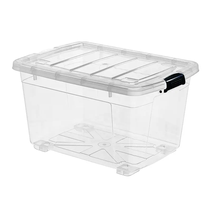 Manufacturers Home Custom 27L 50L 138L Big Heavy Duty Durable Clothing Transparent Large Plastic Storage Box Bins With Lids