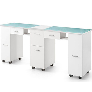 Dongpin Nail Workbench Double Movable <b>Table</b> 3595 With Storage Cabinets For Manicure Salon Use - Product Image 1
