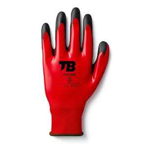 Guanti da lavoro meccanici TB 320P con impugnatura, rossi e neri, rivestiti in lattice, taglia T-9 - Product Image 2