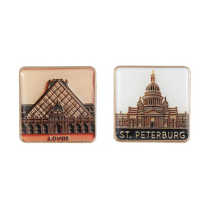 Spille in Metallo con Monumenti Famosi, Illustrazioni Personalizzate delle Skyline delle Città, Badge Smaltati Retrò, Magneti Architettonici, Souvenir Turistici, Spille Decorative - Product Image 3