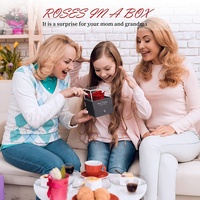 Coffret Cadeau Exquis pour la Saint-Valentin : Collier avec Bague Rose, Boîte à Bijoux en Forme de Fleur de Rose Artificielle en Savon
