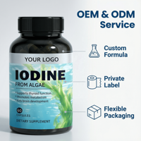 Capsules d'iodine pour adultes sous marque privée (Source algues) - OEM/ODM Amélioration de la densité osseuse Soutien à la santé thyroïdienne 60 Capsules Complément Alimentaire