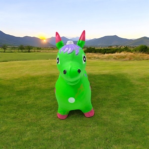 Tramoggia spaziale gonfiabile per bambini che rimbalza Set di cavalli con musica e maniglie e animali da equitazione divertenti giocattoli - Product Image 4