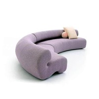 Modernes Italienisches Minimalistisches Modulares Sofa-Set Halbkreisförmig Gebogen Stoffbezug Schaumstoff-Füllung Edelstahl Wohnzimmer