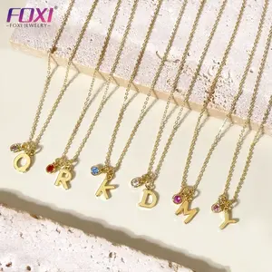Fashion Trendy Brass Gold Plated Charm Letter Personalized Elegant Initial Alphabet Pendant Necklace