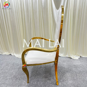 高級スタイルホットセールハイバックステンレススチールチェアアームレストキングチェア結婚式用 - Product Image 6