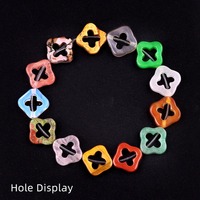 12mm Assortiment Cristal Naturel Agate Pierre Trèfles Creux Perles Chanceux Fleur Gemme Charme Pendentif pour DIY Fabrication de Bijoux