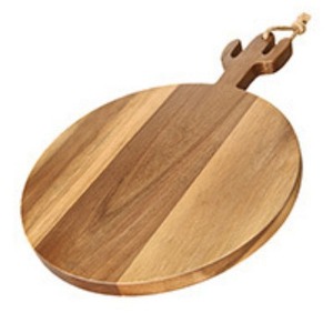 Tabla de cortar redonda de madera YUSOTAN con asa para uso en la cocina - Product Image 5