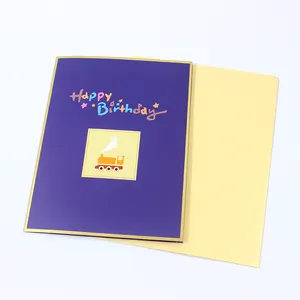 봉투가있는 팝업 케이크와 인사말 카드가있는 맞춤형 3 차원 생일 축하 종이 카드 아름다운 생일 선물 Gree
