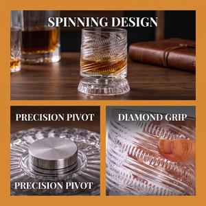 Custom Premium Luxury Crystal Rotating Whiskey <b>Glasses</b> <b>Engraved</b> Tumbler <b>Whisky</b> <b>Glass</b> - Product Image 4