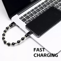 Bracelet en cuir à perles tendance, câble de charge micro-USB de 22,5 cm pour appareils iOS