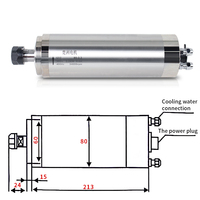 Moteur de broche CNC refroidi à l'eau 2.2kw ER16 80mm 400hz avec broche de refroidissement par eau 220V