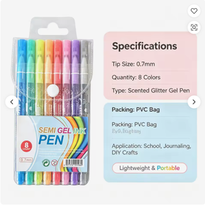Stylo à encre semi-gel rétractable 0,7 mm, stylo marqueur multicolore, stylo à bille en plastique pour le bureau et l'école - Product Image 4