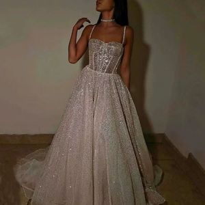 Robes de soirée LY-PD0233 robe de soirée trapèze à paillettes haut en tulle avec corset robe de soirée scintillante Vestidos Elegantes - Product Image 2