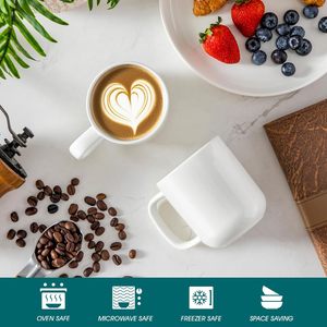 Juego de 6 <span class=keywords><strong>Tazas</strong></span> de Café de Porcelana Blanca de 12 oz al por Mayor |   <span class=keywords><strong>Tazas</strong></span> de Té de Cerámica de Alta Calidad para Cafetería y Regalo |   Apto para lavavajillas y microondas - Product Image 3