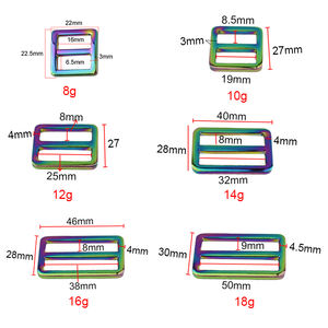 Mochila de Metal de triple deslizamiento, Correa deslizante ajustable, gancho, correa para bolso de Mascota, Hardware de hebilla, 16mm, <span class=keywords><strong>50mm</strong></span>, Arco Iris, moda al por mayor - Product Image 2