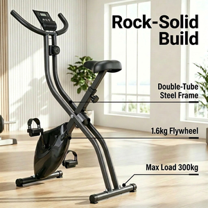 Vélo d'exercice vertical d'intérieur robuste avec 8 niveaux <span class=keywords><strong>de</strong></span> résistance magnétique, volant d'inertie et siège réglable - Product Image 3