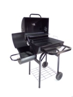 Barbecue fumoir en acier à charbon de bois, personnalisable directement en usine, avec chariot de transport thermolaqué noir et commande de sécurité à bouton flamme, 3-5
