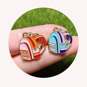Alloy Dripping Charm Schoolbag Pendant Cartoon School Supplies DIY Keychain Earrings Jewelry Accessories