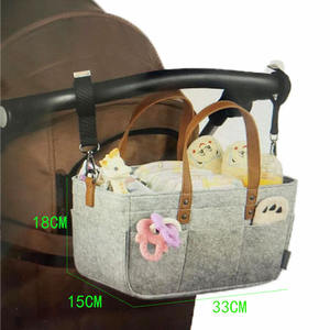 Petit sac de rangement portable en toile naturelle souple avec fermeture éclair, étanche, bandoulière, capacité 2-2,9 L, pour articles de puériculture - Product Image 3