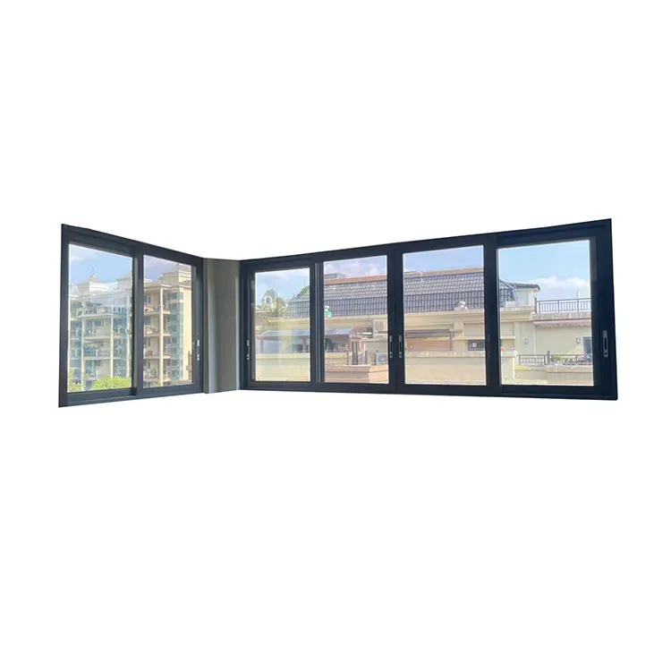 Qualità garantita zanzariera nera insonorizzata in lega di alluminio vetro finestra scorrevole con doppi vetri