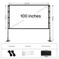 Écran de projection de 84, 100 et 120 pouces avec support, anti-lumière, pliable, plaque en fer, double support, écran de projection pour cinéma en plein air
