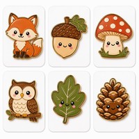 Imanes de nevera de metal esmaltado duro con animales del bosque personalizados: zorro, búho, hongo, higo de indio, hoja, piña. Regalos de recuerdo.