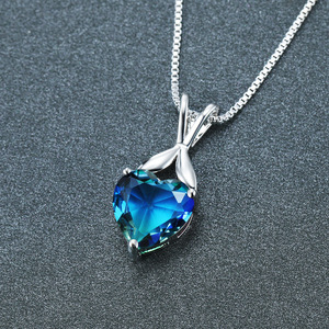 Elegante collar de cadena de clavícula que combina con todo para mujer estilo Simple piedra de turmalina en forma de corazón joyería fresca con Material de latón - Product Image 5