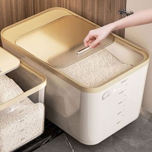 Boîte Distributrice de Riz en Plastique Transparent Grande Capacité avec Tasse à Mesurer, Conteneur Alimentaire Scellé pour Stockage de Grains, Emballée en Cartons - Product Image 1