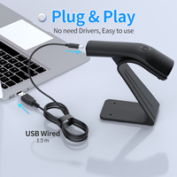 Escáner de código de barras USB con cable 2D, escáner de código QR portátil de inventario, lector de código de barras CMOS con soporte para inventario, 1 unidad