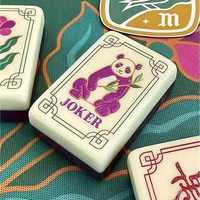 Jeu de tuiles de mahjong américain personnalisé en acrylique gravé rouge et bleu, tapis de jeu de mahjong sur mesure, jeu de table, divertissement et jeux d'argent