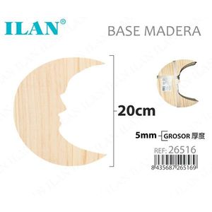 Base in Legno a Forma di Luna Ilan 20cm Spessore 5mm per Progetti Artigianali - Product Image 1