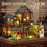 Hamaileon - Fabrication directe d'usine - Kit de maison miniature décorative LED de style chinois classique - DIY - Pavillon traditionnel - Puzzle en bois 3D