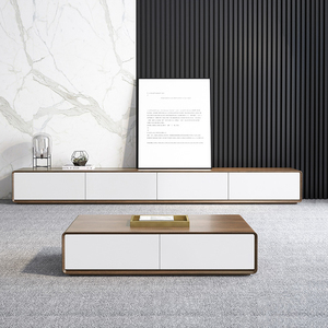 وحدة تلفزيون قائمة على الأرض، خزانة تلفزيون خشبية حديثة، طاولة تلفزيون مع 4 أدراج ورفوف لتخزين أثاث المنزل وغرفة المعيشة - Product Image 6