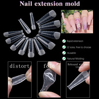 Boîte de 120 moules à ongles réutilisables double usage, forme trapézoïdale transparente, avec lignes graduées, pour extension d'ongles en polygel, pour salon de manucure