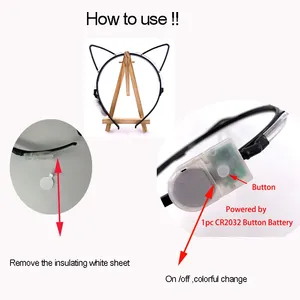 発光猫耳 LED ヘアバンドかわいいアクセサリーコスプレ用品光るカラフルなヘッドバンド誕生日クリスマス用 - Product Image 3