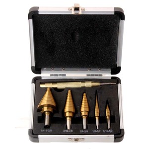 Center <b>Drill</b> <b>Bit</b> Set Titanium Plated Triangular Shank Step <b>Drill</b> <b>Bits</b> For Metal Drilling 6 Piece Gold Finish - Product Image 4