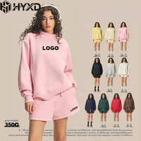 Ensemble de survêtement en molleton de coton de haute qualité pour femmes, sweat-shirt et short, ensemble 2 pièces, logo personnalisé, style streetwear, ensembles pour femmes