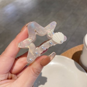 Pinzas para el Cabello de Acetato Blanco Marino con Diseño de Estrella de Mar y Concha de Perla, Textura Alta, Lindas y Novedosas 2026 - Product Image 2