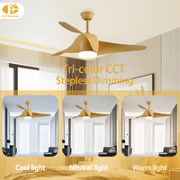 Ventilateur de plafond à lumière LED de style simple de 42 pouces avec lames ABS Smart Home Decor Télécommande à moteur à courant continu pour salon Couleur bois