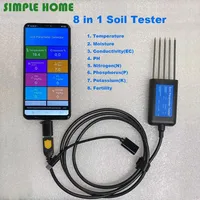 Testeur de sol haut de gamme 8-en-1 avec pH-mètre, conductimètre 5 broches, détection de la fertilité NPK, de la température et de l'humidité pour usage agricole