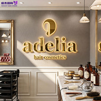 Enseigne Lumineuse Métallique Moderne de Luxe Personnalisée, Lettres 3D en Acier Inoxydable Doré avec Bande LED pour Salons de Coiffure et Façades de Boutiques