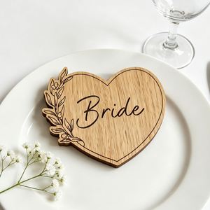 Custom Name Laser Engraved Wooden Coaster Durable Lightweight Keepsake Gift Wedding Favor Bridal <b>Shower</b> - Product Image 2