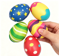 Balle anti-stress promotionnelle en PU en forme d'œuf, jouets à presser amusants et colorés, cadeaux de fête, logo personnalisé