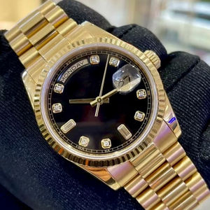 Reloj Automático de Lujo para Hombre de Primera Calidad, Caja Dorada Mecánica con Calendario y Visualización del Día, Personalizable, 18K, Amarillo - Product Image 1