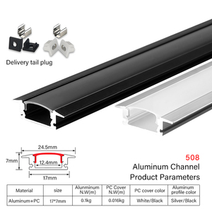 Customized 17*7mm <strong>LED</strong> <strong>Lighted</strong> Aluminum Profile Channel Embedded <strong>with</strong> <strong>Diffuser</strong> in White Black Colors Made From Aluminum Alloy - Product Image 2