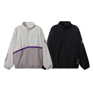Conjunto Deportivo de 2 Piezas para Otoño, Chaqueta Cortavientos con Capucha y Bloques de Color, Pantalones Anchos con Bordado de Letras, Antiarrugas, Unisex - Product Image 2