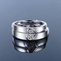 Bagues de Mariage Ajustables pour Couples Couleur Argent Ensembles d'Anneaux de Promesse Assortis Bagues d'Amour de Fiançailles pour Lui/Elle Parure de Bijoux